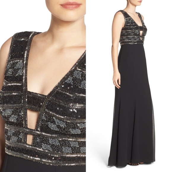 Adrianna Papell Beaded Georgette Gown - Picture 2 of 7